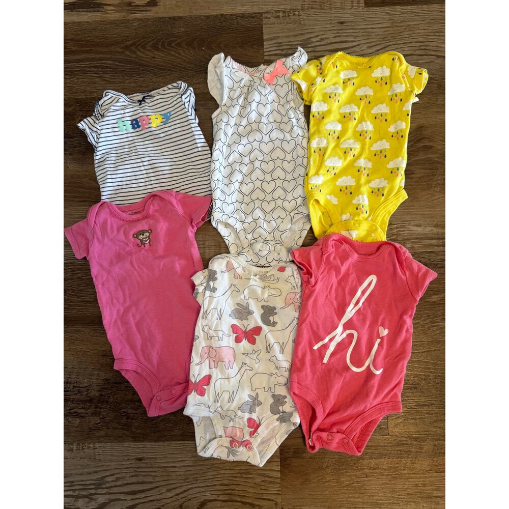Carter's Girl 3 Month Summer One Piece Button Bottom Bodysuit and Shirt Lot